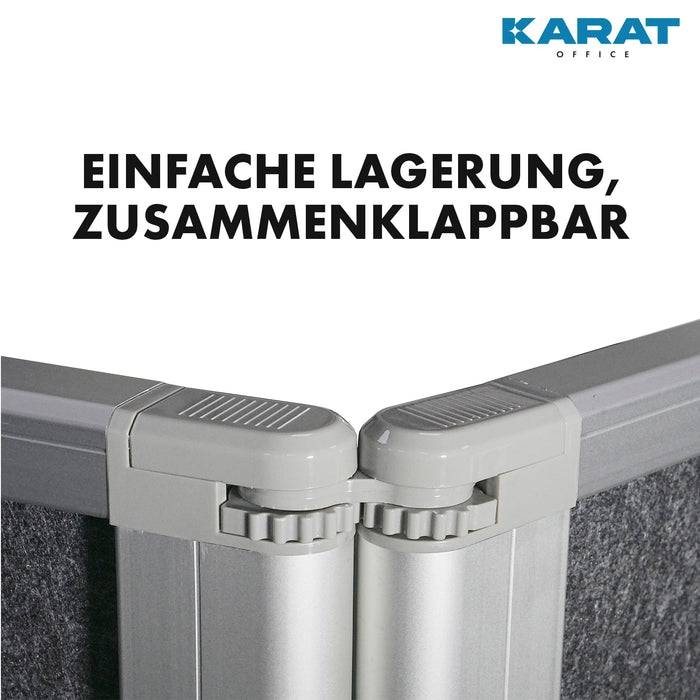 KARAT Doppelseitige Trennwand - Filz - 270 x 120 cm - Mobile & Faltbare Stellwand - mit Rahmen aus Aluminium-1
