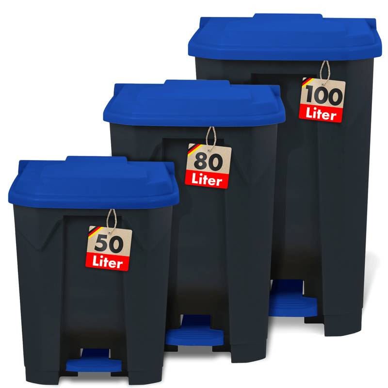 Symbolbild für Floordirekt Mülleimer Olaf - Robuster Step-On Abfalleimer - 50 Liter - Blau - Für Haushalt, Büro & Gewerbe
