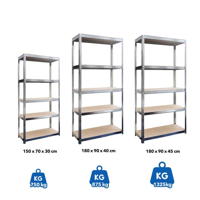 FLOORDIREKT Schwerlastregal - Bis 1325 kg Traglast - Individuell einsetzbar - Verzinkt - 150 x 70 x 30 cm-2