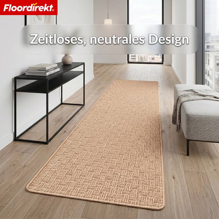 FLOORDIREKT Teppichläufer Monaco - Schmaler Teppichläufer aus Polypropylen - Beige - 80 x 200 cm-2