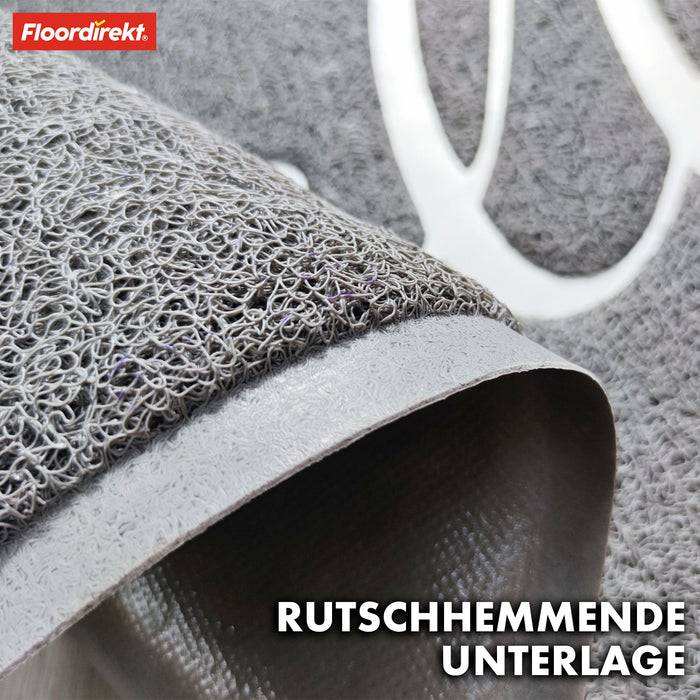 FLOORDIREKT Fußmatte - Vinyl Spaghettimatte mit Aufdruck - Grau Hello - 50 x 80 cm-2
