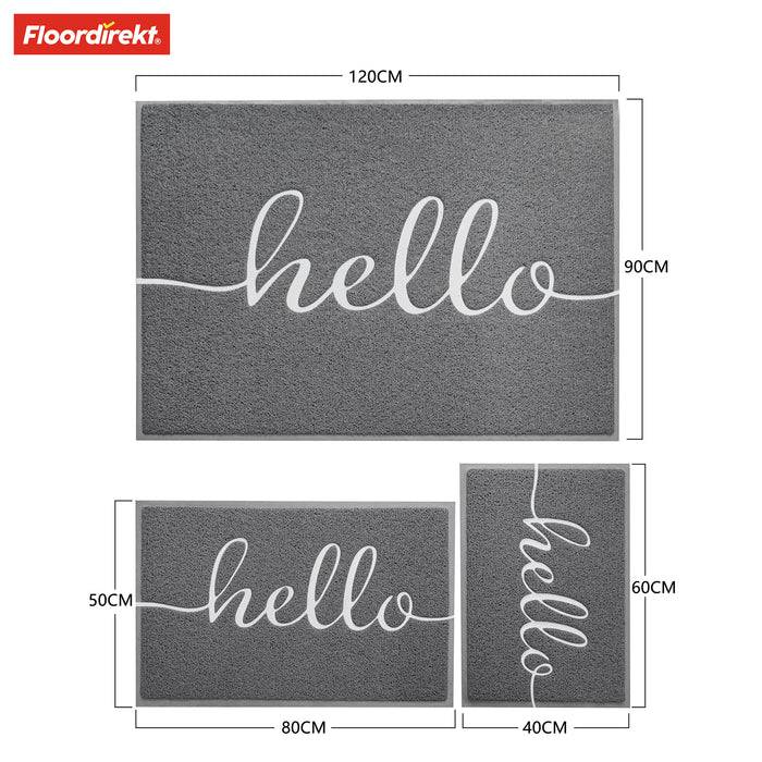 FLOORDIREKT Fußmatte - Vinyl Spaghettimatte mit Aufdruck - Grau Hello - 50 x 80 cm-3