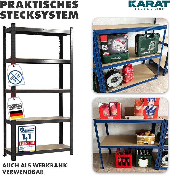 FLOORDIREKT Schwerlastregal -Traglast bis 1250 kg - Individuell einsetzbar - Schwarz - 150 x 75 x 30 cm-3