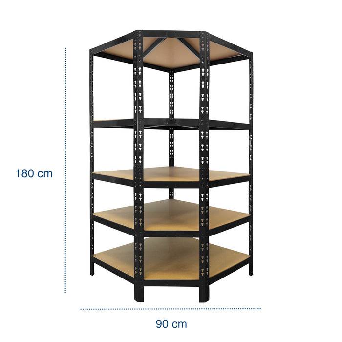 FLOORDIREKT Eckregal - Hohe Traglast & individuell einsetzbar - Schwarz - 180 x 90 x 42 x 60 cm-3