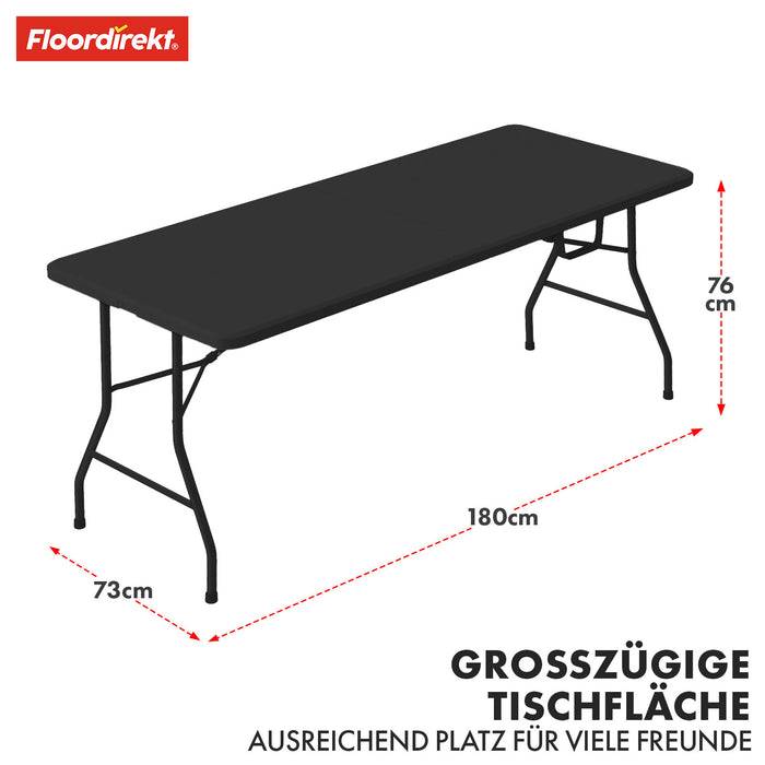 FLOORDIREKT Gartentisch Kyoto - Für Garten, Terrasse & Events - Robust & Wetterfest - 180 x 73 cm - Schwarz-1