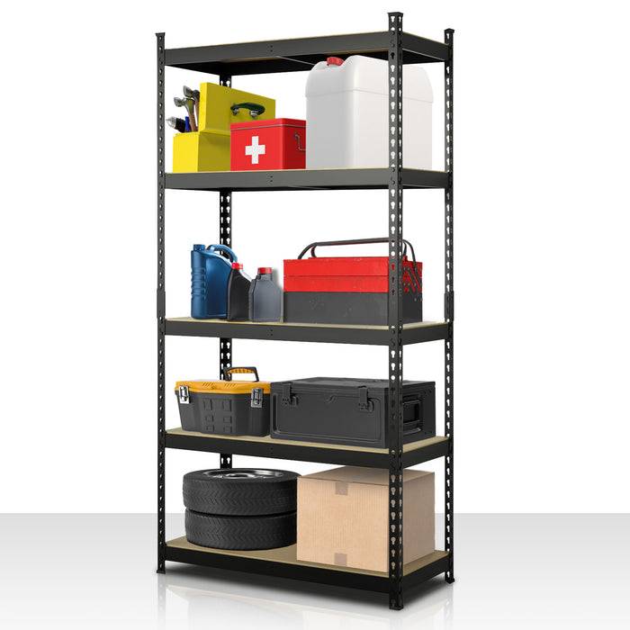 FLOORDIREKT Schwerlastregal Rhino - Lagerregal mit 5 Fachböden - 1050 kg Traglast - Schwarz - 180 x 90 x 60 cm-0