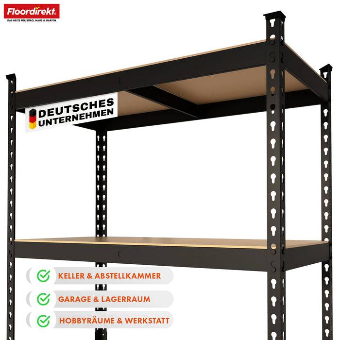 FLOORDIREKT Schwerlastregal Rhino - Lagerregal mit 5 Fachböden - 1050 kg Traglast - Schwarz - 180 x 90 x 60 cm-4