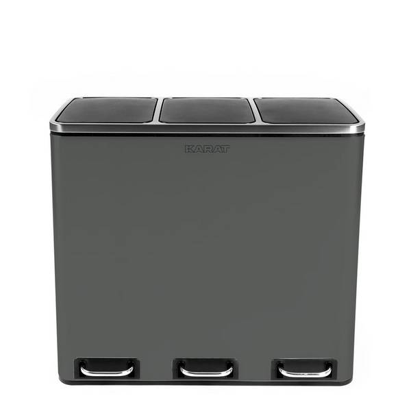 Floordirekt Mülleimer Felix aus Edelstahl - mit Trennsystem & Schließdämpfer - Anthrazit - 2 x 30 Liter