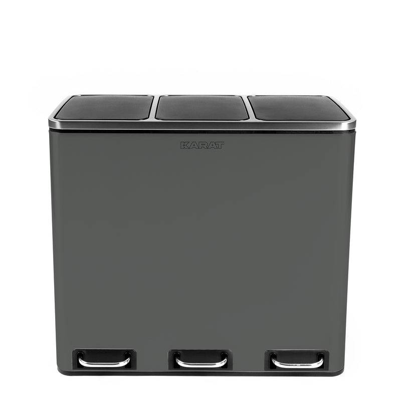 Floordirekt Mülleimer Felix aus Edelstahl - mit Trennsystem & Schließdämpfer - Anthrazit - 2 x 30 Liter-0
