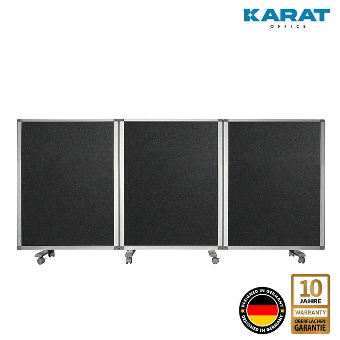KARAT Doppelseitige Trennwand - Filz - 270 x 120 cm - Mobile & Faltbare Stellwand - mit Rahmen aus Aluminium-0