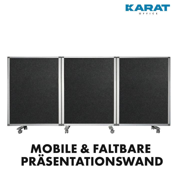 KARAT Doppelseitige Trennwand - Filz - 270 x 120 cm - Mobile & Faltbare Stellwand - mit Rahmen aus Aluminium-3