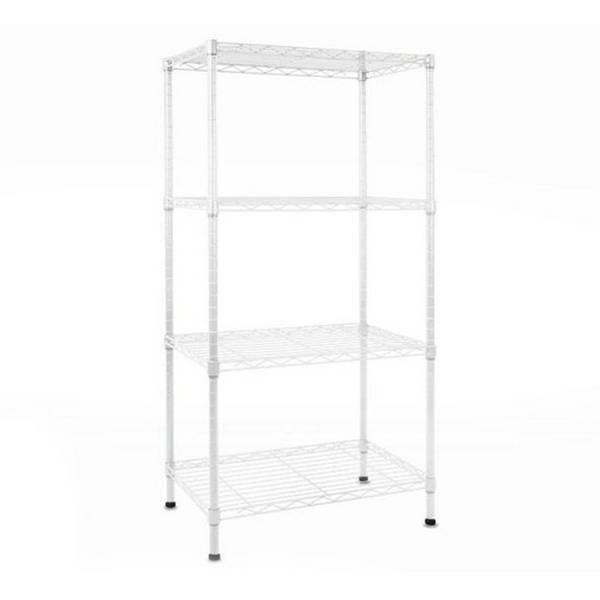 FLOORDIREKT Metallregal Rocky - Multifunktionales Ablagesystem - 4 Böden - 55 x 35 x 110 cm - Weiß