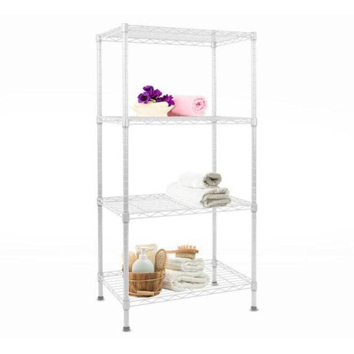 FLOORDIREKT Metallregal Rocky - Multifunktionales Ablagesystem - 4 Böden - 55 x 35 x 110 cm - Weiß-2