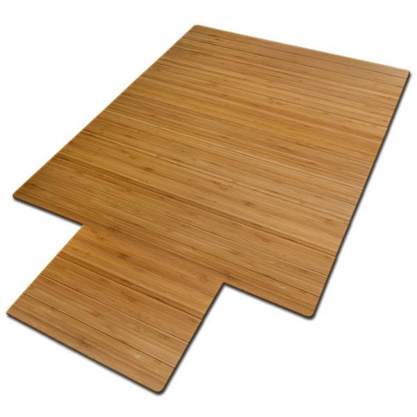 FLOORDIREKT Bambus-Bodenschutzmatte - Für Hart- & Teppichböden geeignet  - 90 x 120 cm - Hell mit Lippe