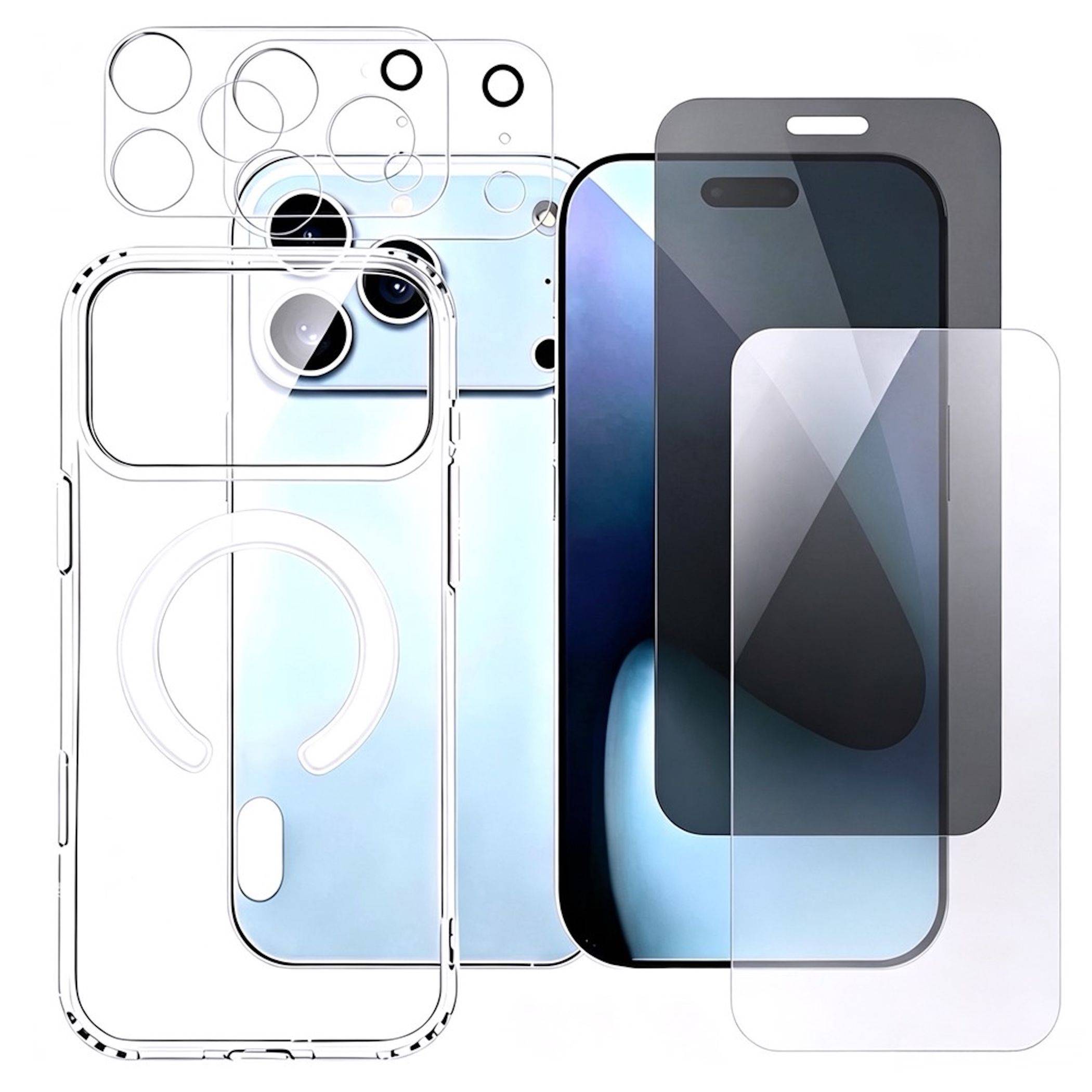 MagSafe Hülle + 2x Schutzglas + 2x Kameraschutz für Apple iPhone 18 Pro Case Set-0