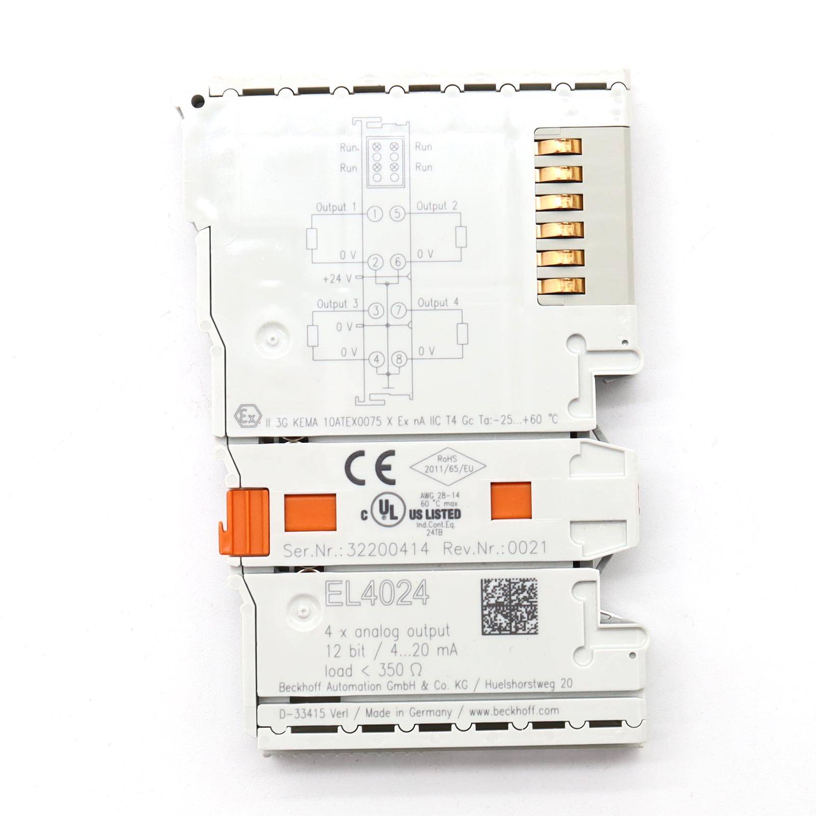 Beckhoff EL4024, EtherCAT-Klemme, 4-Kanal-Analog-Ausgang, Strom, 4…20 mA, 12 Bit-1