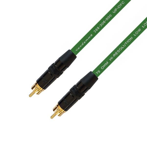 Van Damme Plasma Grade 75 Ohm Koaxialkabel RCA Digital Audio S/PDIF und Video 0.25m Grün