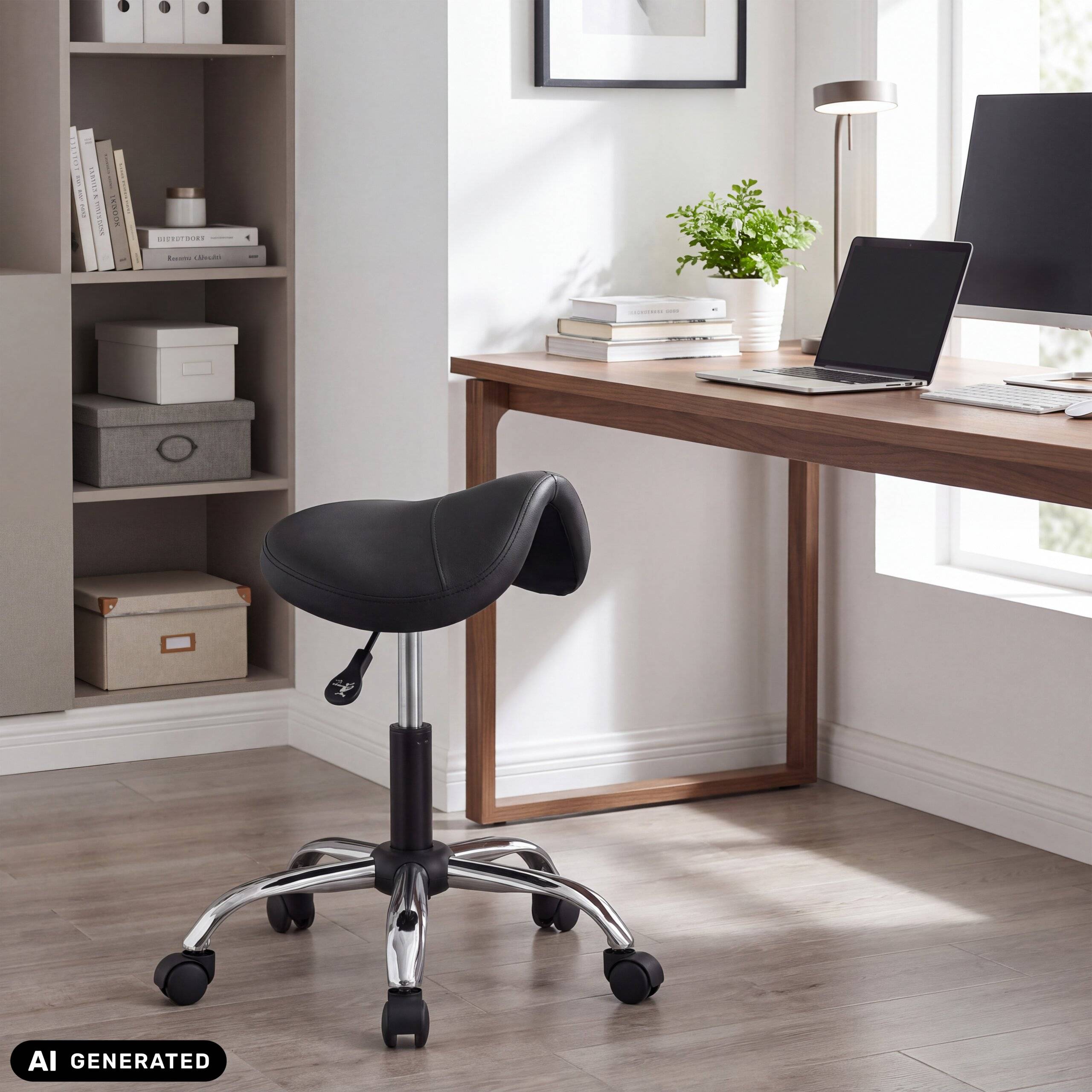 Drehhocker Sattelstuhl Sattix PU schwarz hjh OFFICE-3