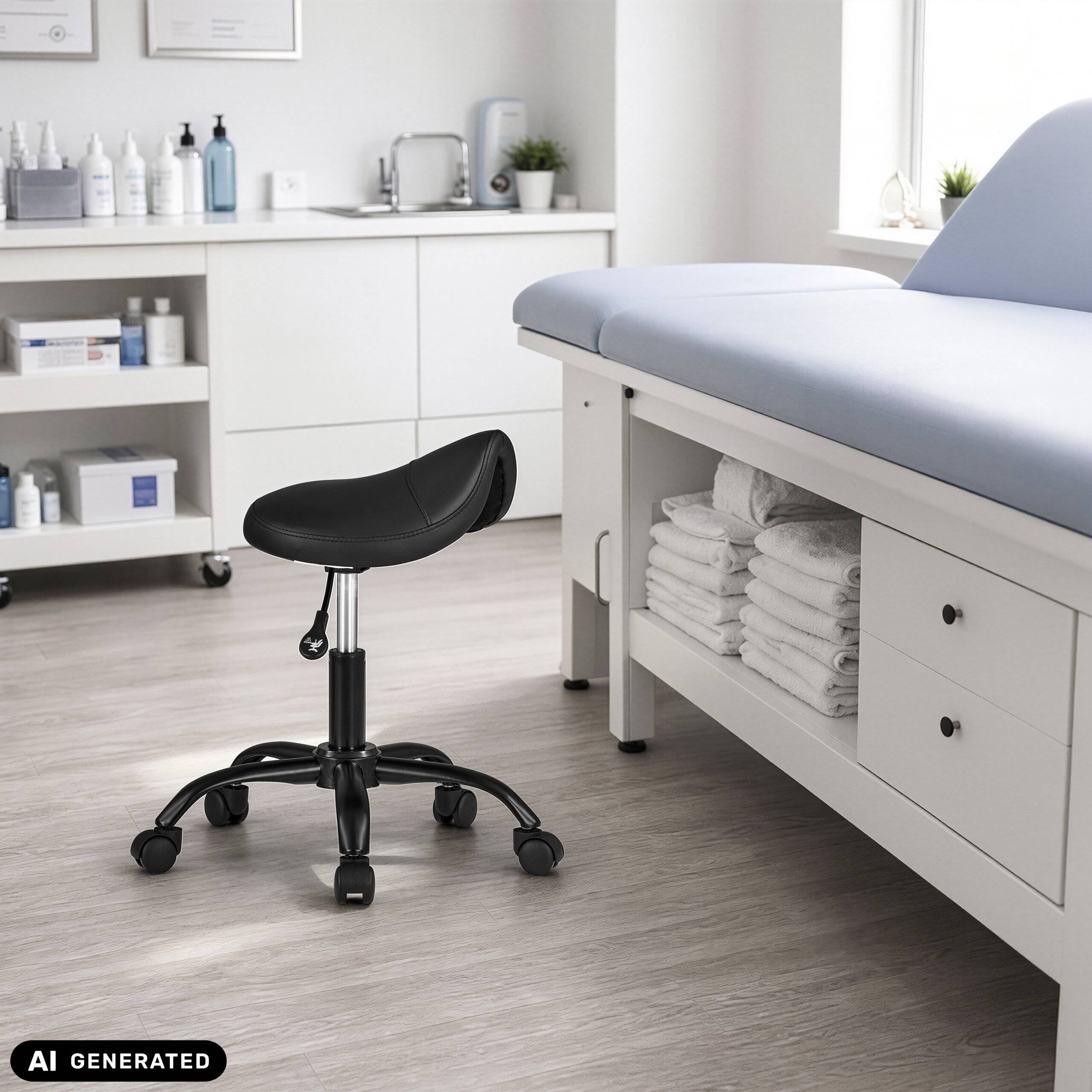 Drehhocker Sattelstuhl Sattix PU schwarz hjh OFFICE-4