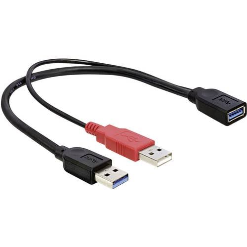 Delock USB-Kabel USB 3.2 Gen1 USB-A Stecker, USB-A Buchse 0.30 m Schwarz vergoldete Steckkontakte, UL-zertifiziert 83176