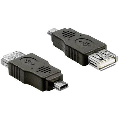 Delock USB 2.0 Adapter [1x USB 2.0 Stecker Mini-B - 1x USB 2.0 Buchse A] 65399 mit OTG-Funktion