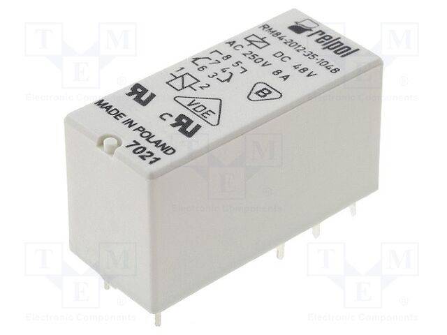 8A/250VAC 8A RM84 Relais: elektromagnetisch DPDT USpule: 48VDC-0