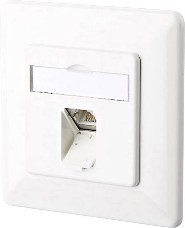 Metz Connect 130C371002-I Netzwerkdose Unterputz Einsatz mit Zentralplatte und Rahmen CAT 6a 1 Port Reinweiß