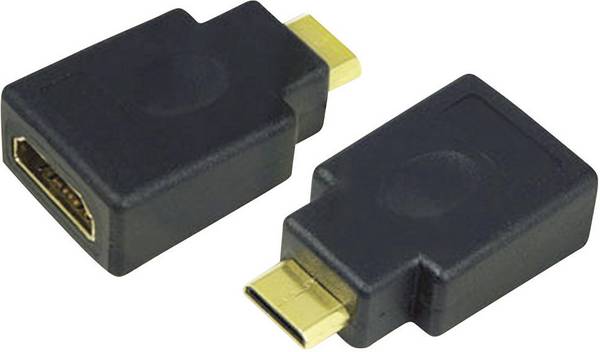 LogiLink AH0009 HDMI Adapter [1x HDMI-Stecker C Mini - 1x HDMI-Buchse] Schwarz vergoldete Steckkontakte 0 mm