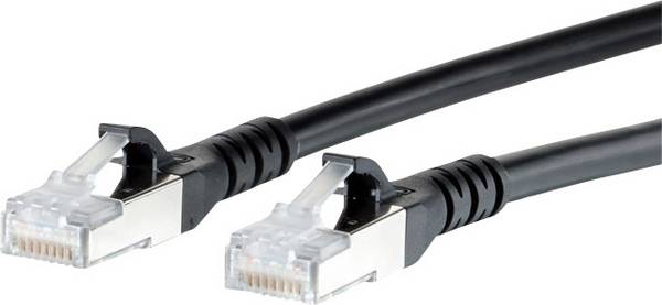 Metz Connect 1308457000-E RJ45 Patchkabel CAT 6a S/FTP 7.00 m Schwarz mit Rastnasenschutz 1 St.