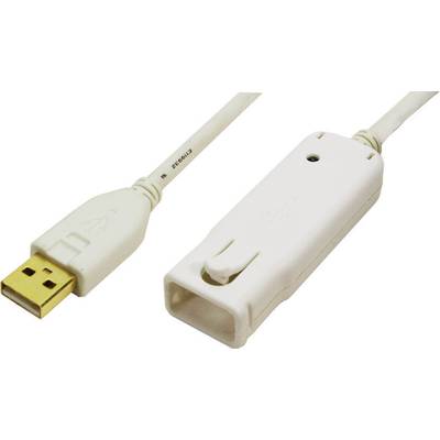 LogiLink USB-Kabel USB 2.0 USB-A Stecker, USB-A Buchse 12.00 m Weiß vergoldete Steckkontakte, UL-zertifiziert UA0092