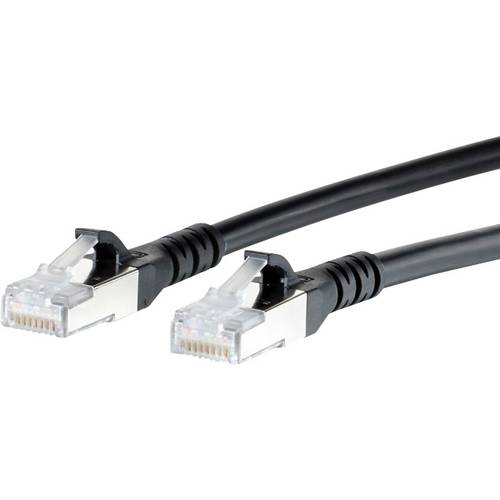 Metz Connect 1308451000-E RJ45 Netzwerkkabel, Patchkabel CAT 6a S/FTP 1.00 m Schwarz mit Rastnasenschutz 1 St.