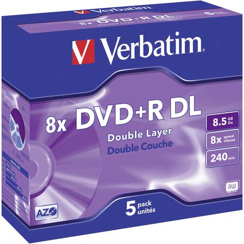Verbatim 43541 DVD+R DL Rohling 8.5 GB 5 St. Jewelcase