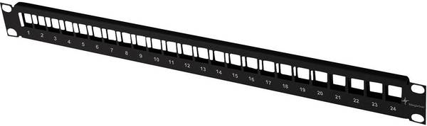 Telegärtner H02025A0221 24 Port Netzwerk-Patchpanel 483 mm (19") Unbestückt 1 HE Schwarz Unbestückt