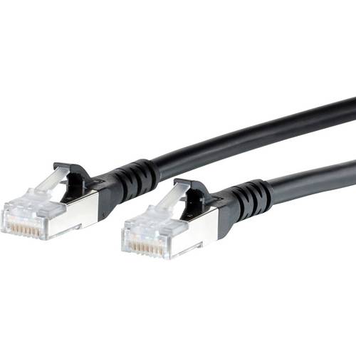 Metz Connect 1308452000-E RJ45 Netzwerkkabel, Patchkabel CAT 6a S/FTP 2.00 m Schwarz mit Rastnasenschutz 1 St.