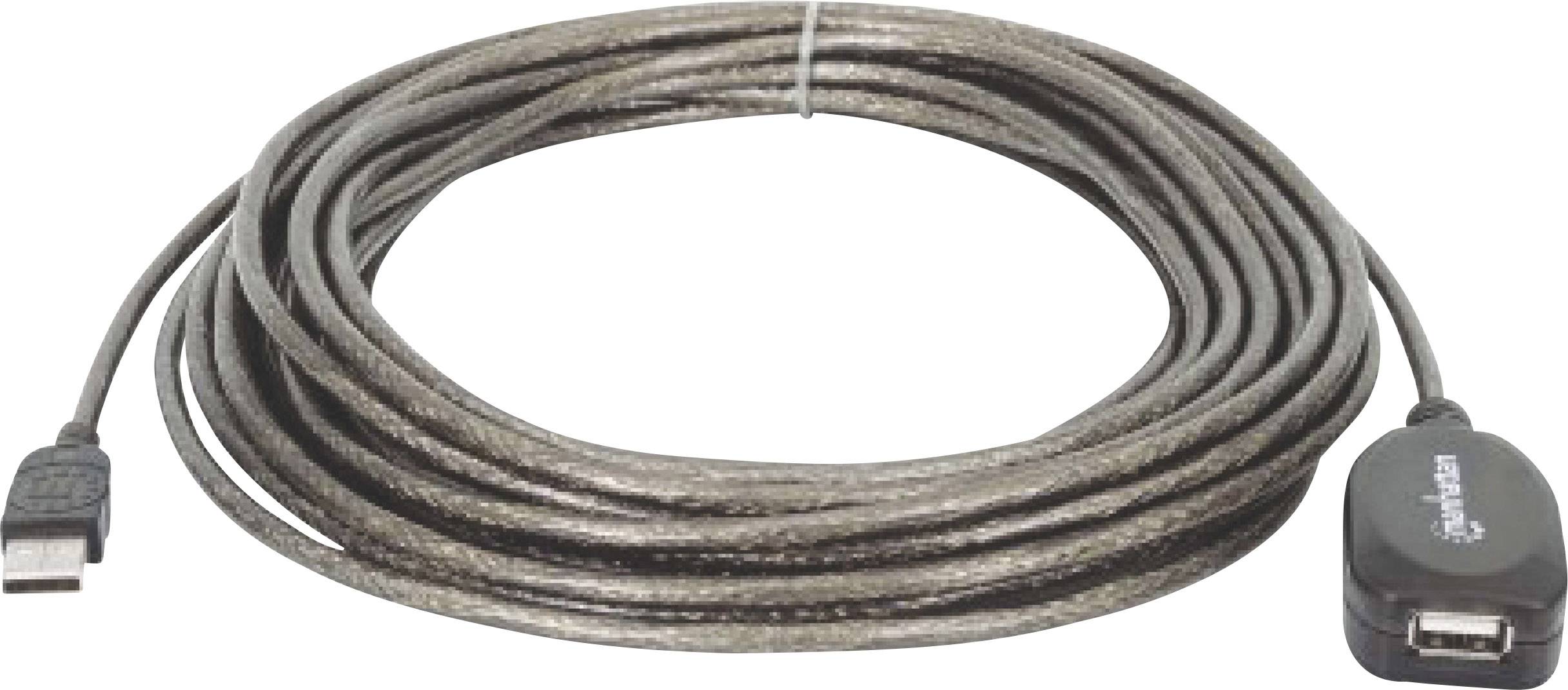 USB-Verlängerungskabel, zehn Meter lang, mit einem USB-Stecker und einer USB-Buchse, für erweiterte Datenübertragung.