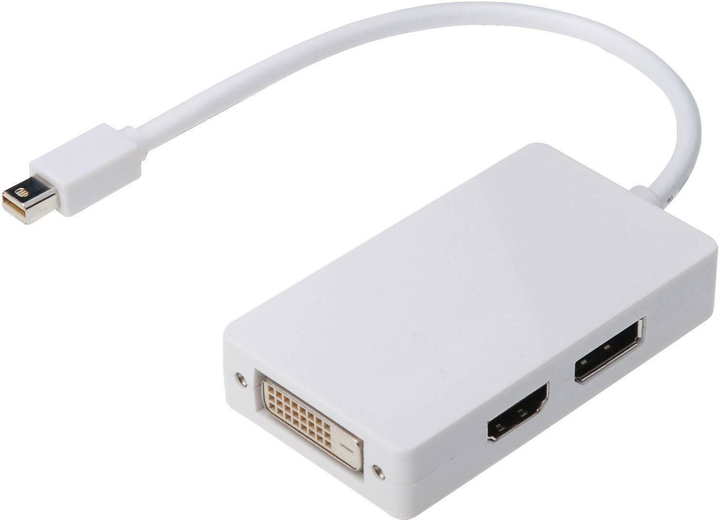 DIGITUS Mini DisplayPort auf HDMI DisplayPort und DVI Adapterkabel, (0,2m, weiß)