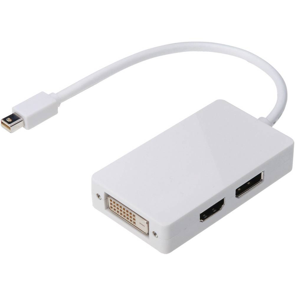 DisplayPort-HDMI-DVI Adapter [1x Mini-DisplayPort stekker => 1x DisplayPort bus, HDMI-bus, DVI-bus 2