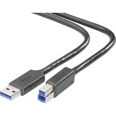 Belkin USB-Kabel USB 3.2 Gen1 (USB 3.0 / USB 3.1 Gen1) USB-A Stecker, USB-B Stecker 1.80 m Schwarz  F3U159cp1.8M-P