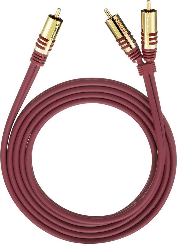 Oehlbach 20565 Cinch Audio Y-Kabel [2x Cinch-Stecker - 1x Cinch-Stecker] 5.00 m Rot vergoldete Steckkontakte