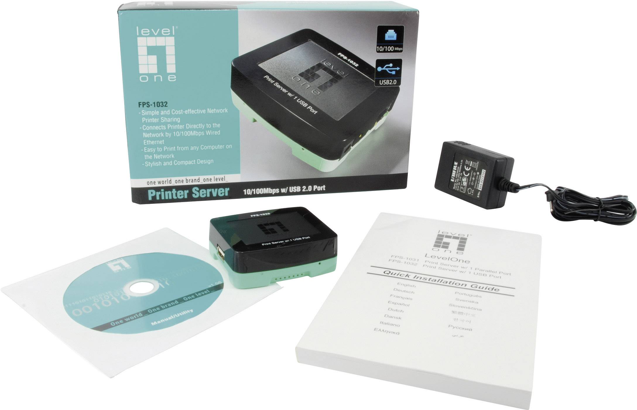 LevelOne FPS-1032 - Druckserver - USB 2.0 - 10/100-1
