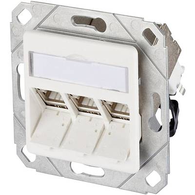 Metz Connect Netzwerkdose Unterputz Einsatz mit Zentralplatte CAT 6a 3 Port Reinweiß-0