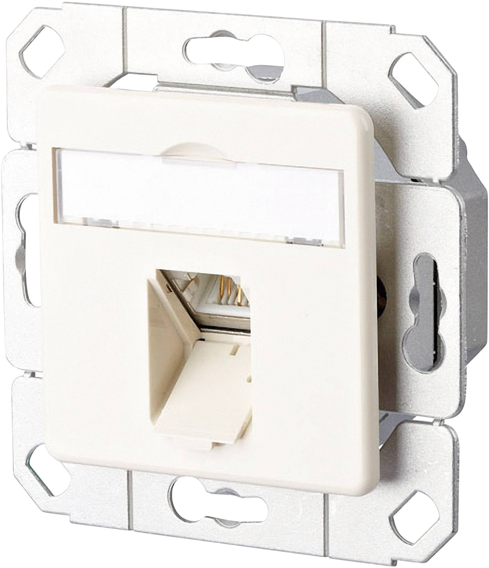 Metz Connect Netzwerkdose Unterputz Einsatz mit Zentralplatte CAT 6a 1 Port Reinweiß-0