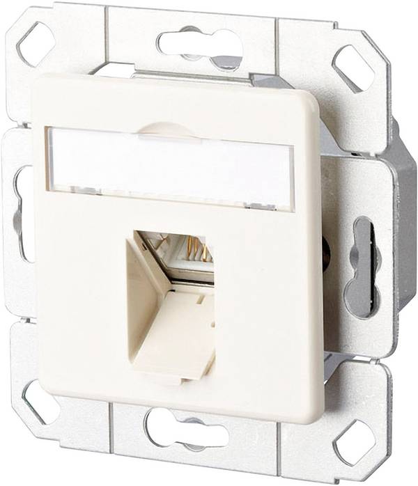 Metz Connect Netzwerkdose Unterputz Einsatz mit Zentralplatte CAT 6a 1 Port Reinweiß
