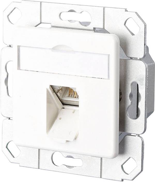 Metz Connect Netzwerkdose Unterputz Einsatz mit Zentralplatte CAT 6 1 Port Reinweiß