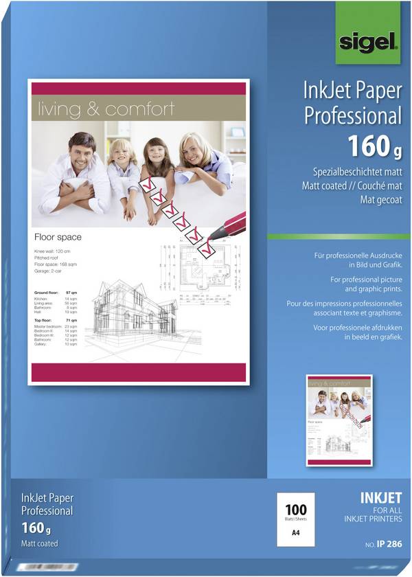 Sigel Inkjet Paper Professional IP286  Tintenstrahl Druckerpapier DIN A4 160 g/m² 100 Blatt Hochweiß