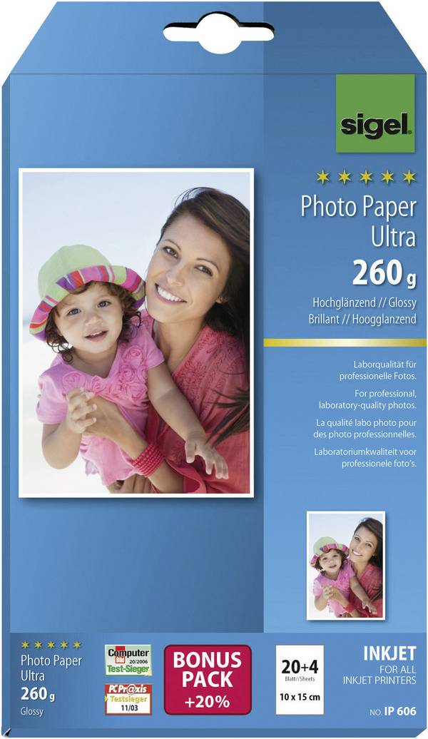 Inkjetpapier ULTRA 10x15cm hochglänzend 24 Bl./Pack.