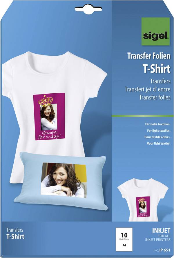 InkJet-Transfer-Folien für T-Shirts A4 helle Textilien InkJet VE=10 Blatt
