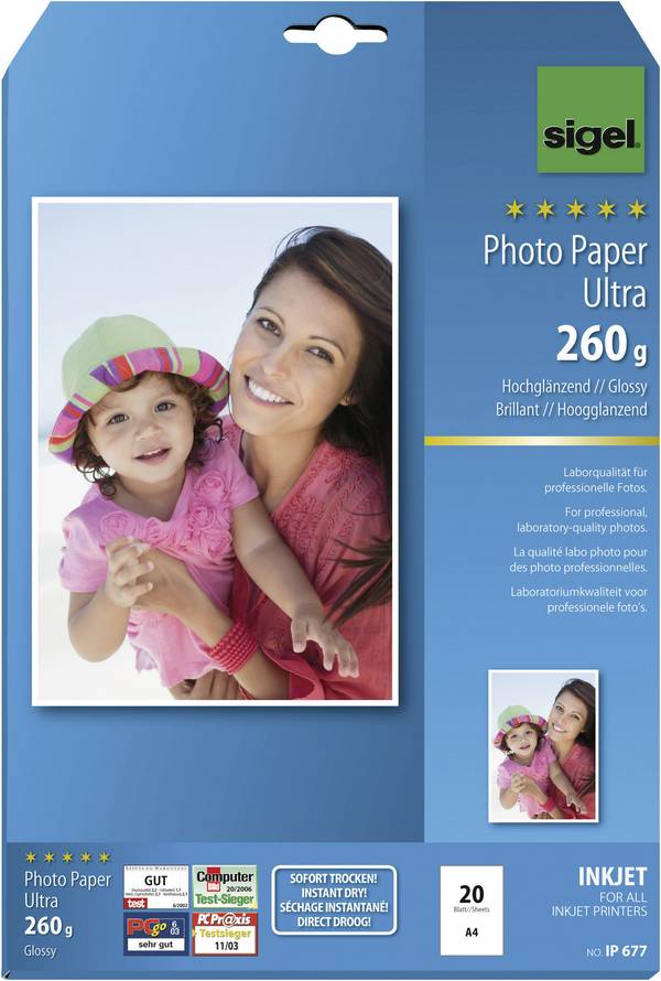 Sigel Photo Paper Ultra IP677 Fotopapier DIN A4  20 Blatt Hochglänzend