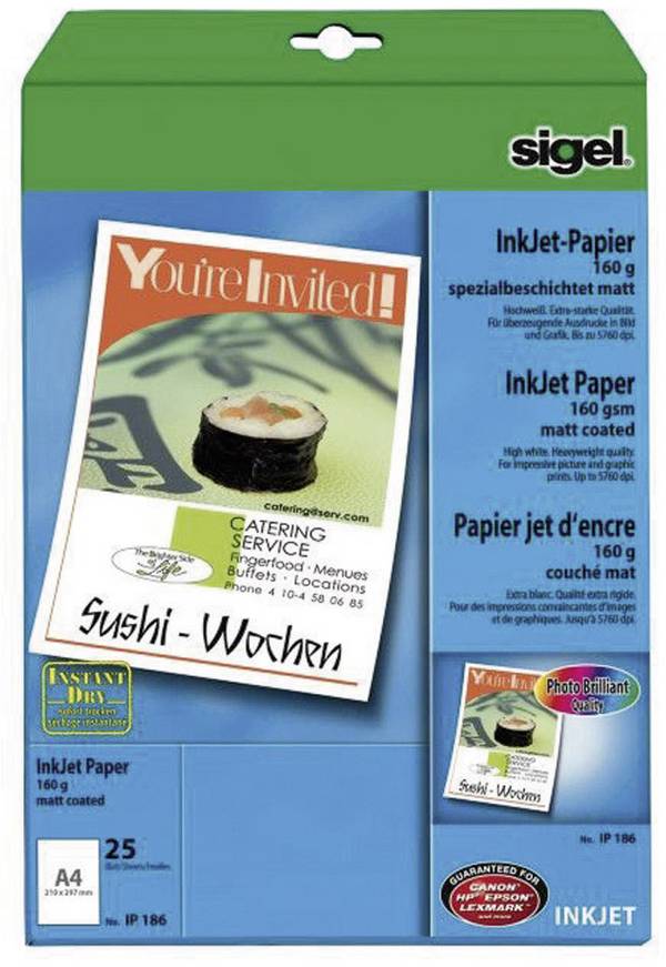 SIGEL Inkjet Papier Professional, matt, 160 g/m², A4, 25 Blatt