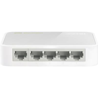 'Tenda' Netzwerk-Switch mit fünf Ethernet-Ports auf der Vorderseite, geeignet für die Verbindung mehrerer Geräte in einem lokalen Netzwerk.